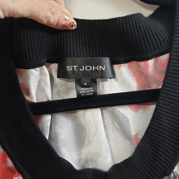 St John Silk Wool Red Watercolour Blouse Tank M - Picture 5 of 8